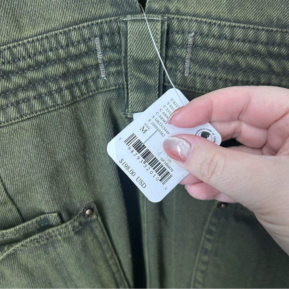 NWT Free People Just In Time Overalls Green - Picture 4 of 6
